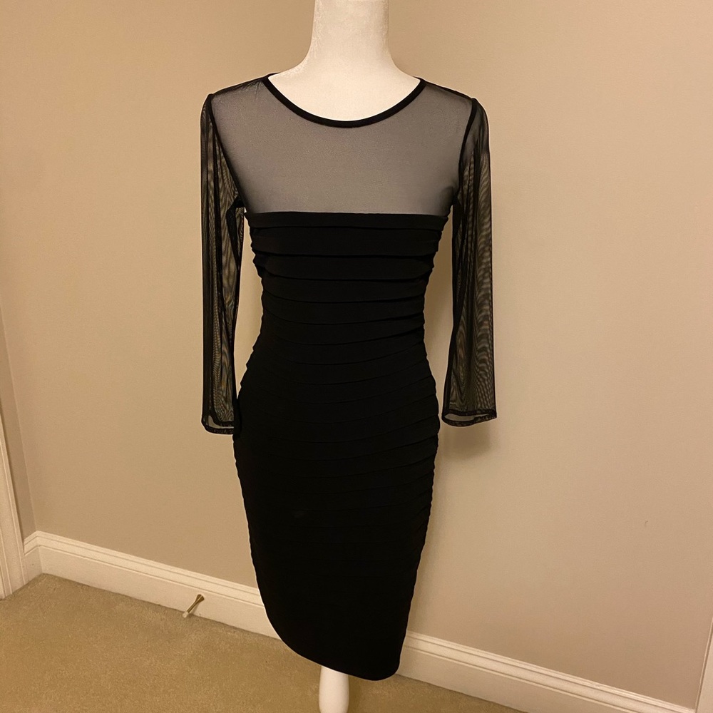 Tadashi Shoji illusion sleeve LBD